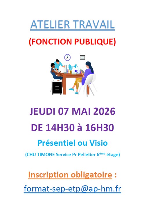 ATELIER TRAVAIL dans la fonction publique le jeudi 7 mai 2026 de 14h30 à 16h30