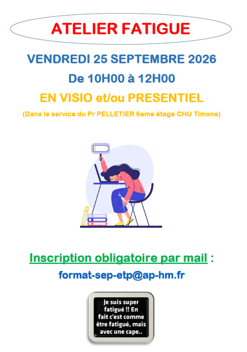 ATELIER FATIGUE vendredi 25 septembre 2026 de 10h à 12h